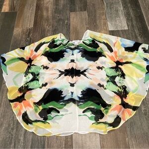 Carmen Marc Valvo Poncho Top Womens Lightweight Sheer Chiffon Angel Sleeve